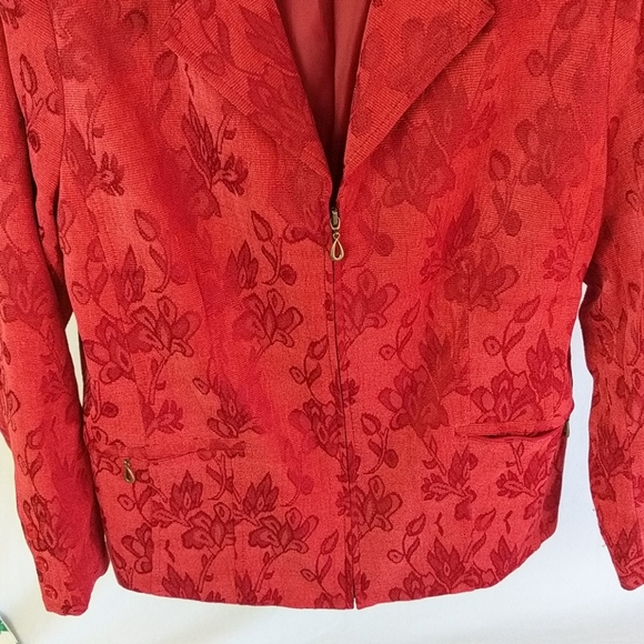 Tanjay red floral Blazer size 14 - Picture 5 of 8